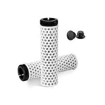 Fundas antideslizantes y suaves para manillar de bicicleta, con diseño hueco. Protectores de puños para manillar. Color blanco y rosa.