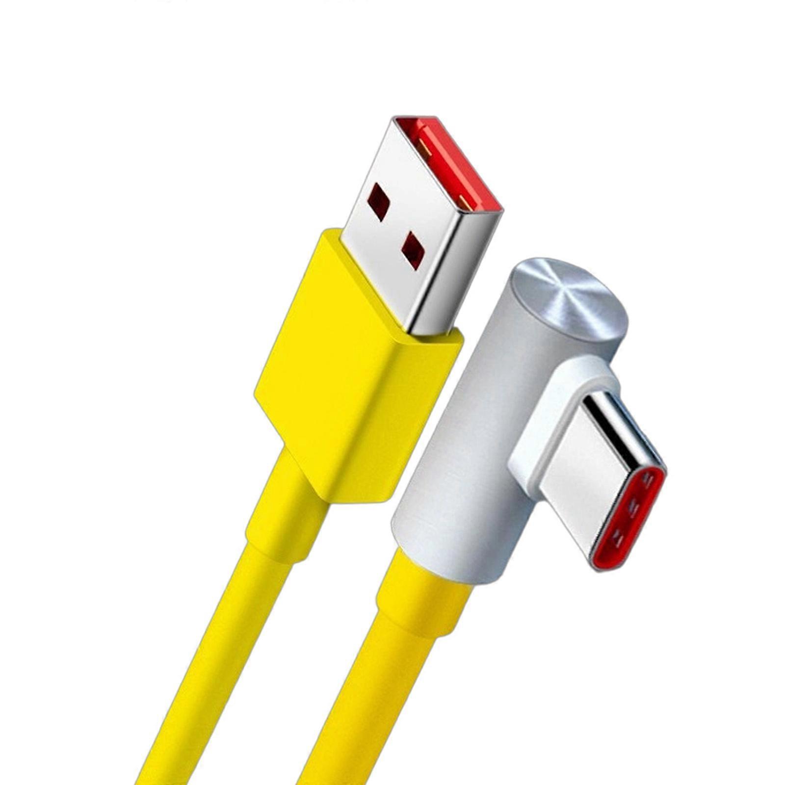 USB Type C Fast Charging Data Cable for Mobile Phone Tablet 120W 90 Degree 100cm Data Transfer Charging Extension Cord  Yellow