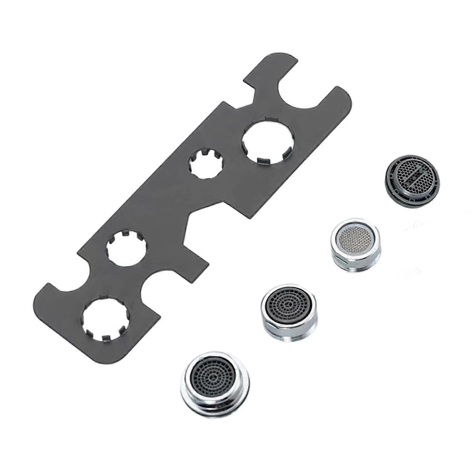 Heavy Duty Tap Aerator Removal Key Universal with 4 Aerateor Replacement unit Space Saving Aerator Wrench  for Kitchen Multicolor
