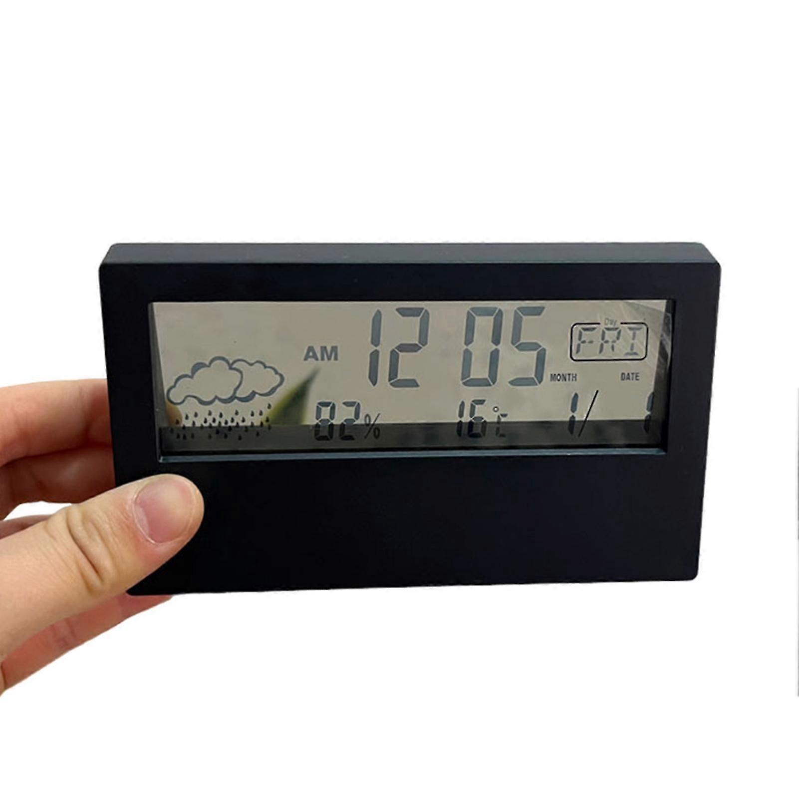 Multifunctional Digital Alarm Clock - Humidity Temperature Date Weather Display for Bedroom Office