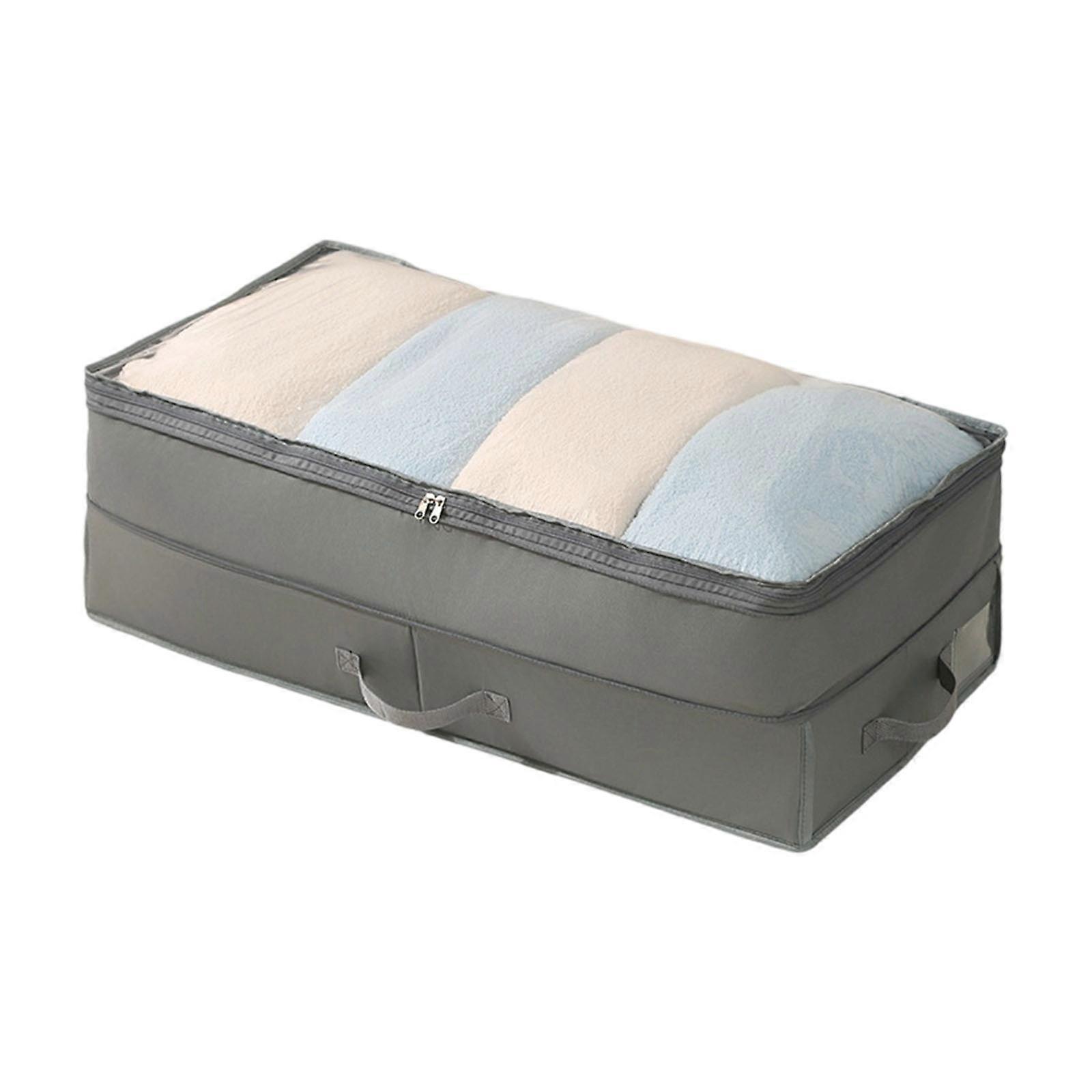 Expandable Foldable Clothes Storage Box With Dustproof Lid Organiser For Seasonal Items And Home Organization  grey