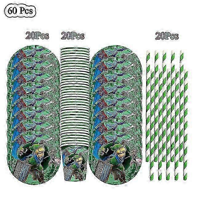 Zelda Birthday Party Supplies Set: Themed Cups Plates Napkins Gift Bags for Baby Shower Decor BPX-60