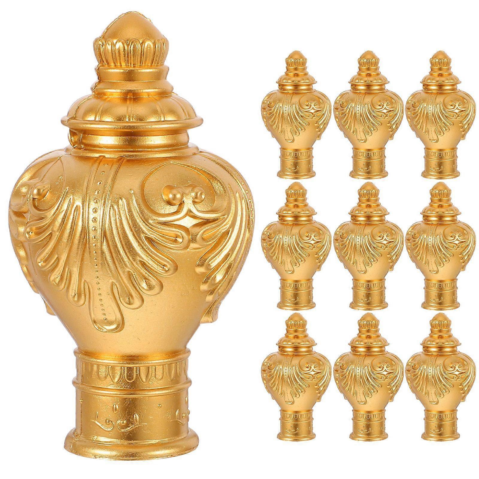 10pcsカーテンポールフィニアルプラスチックカーテンレールキャップフィニアルゴールドローマンロッド装飾エンドビンテージドレープポールヘッドキャップ26-28mm直径レール用