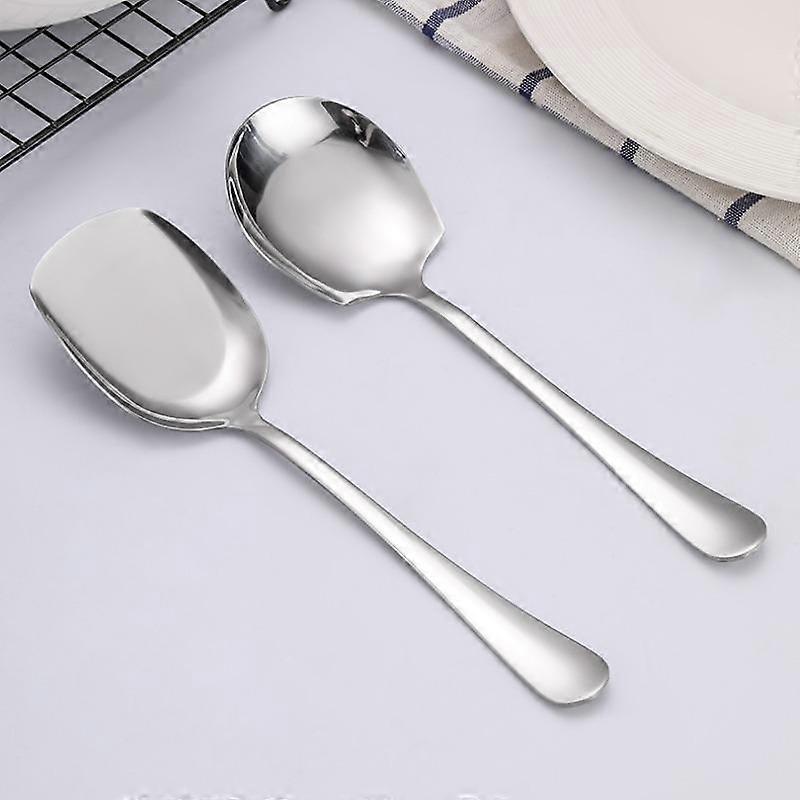 Stainless Steel Serving Spoon (2 Counts/set), Ergonomic Design Spoon for Buffet & Hotel & Canteen Use, Multipurpose Kitchenware