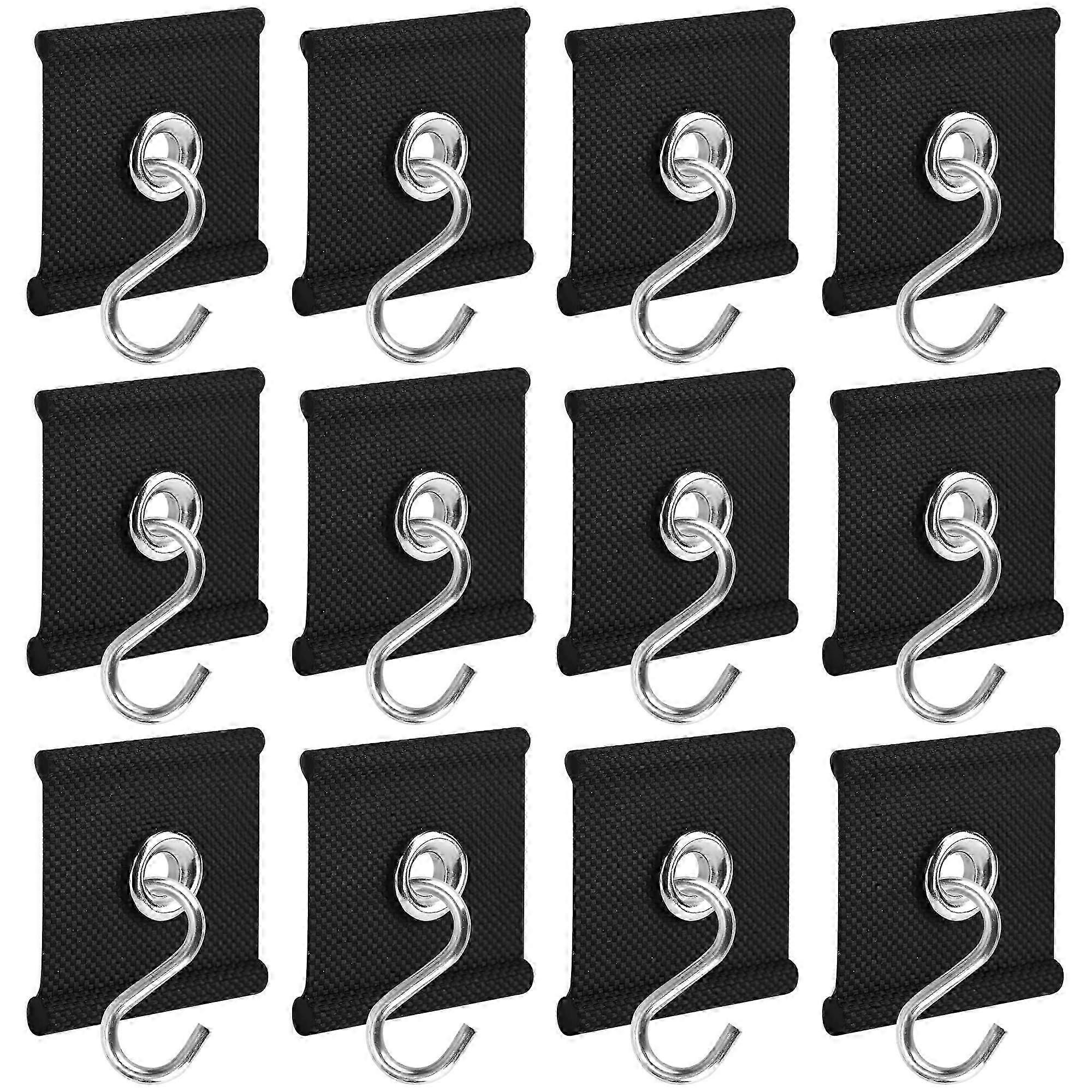12 PCS Black RV Awning Hooks for Camping, Indoor Outdoor Use, Heavy-Duty Material, Compatible with Various RV Models