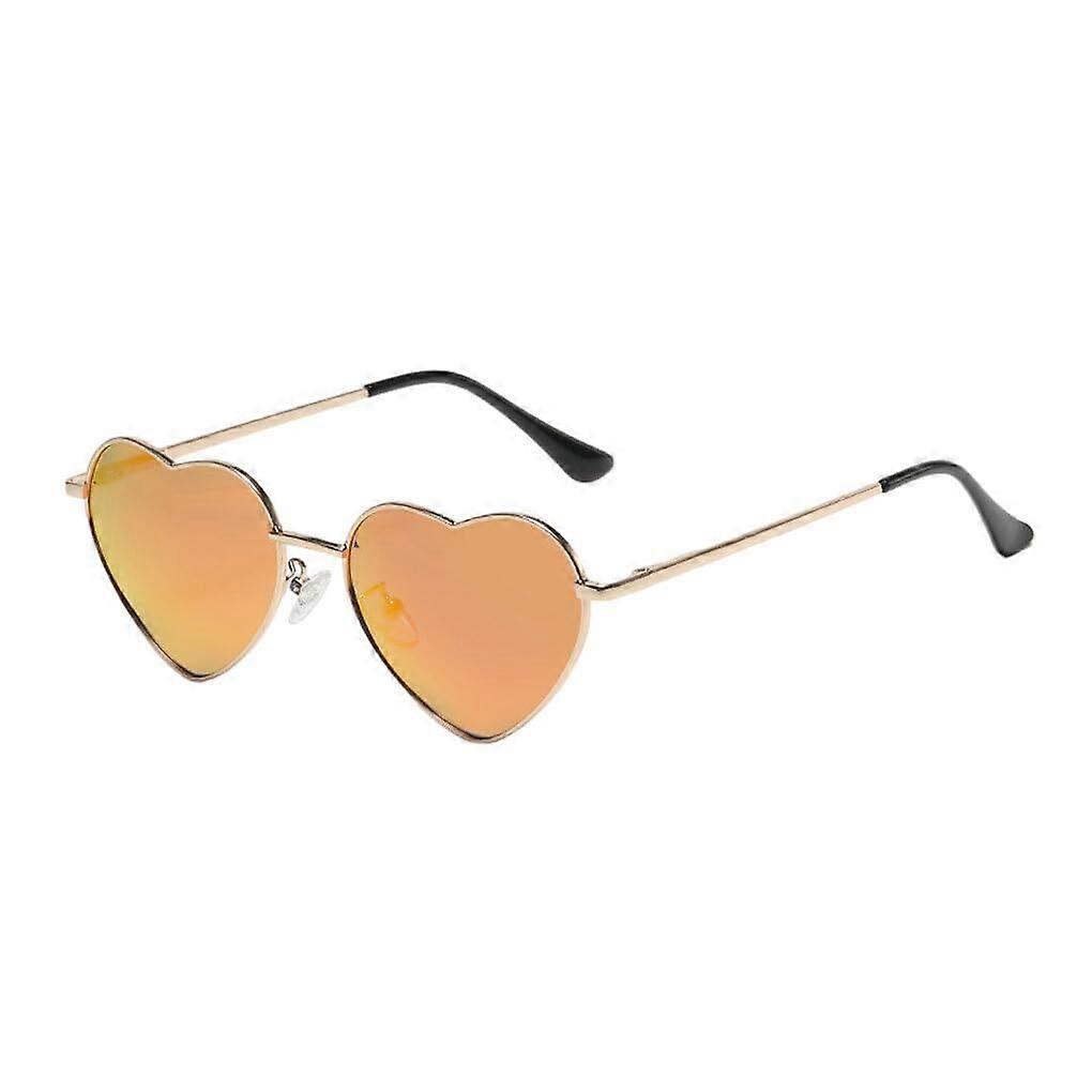 Sun Glasses PVC Heart Shaped Sunglasses With Gold Metal Frame Red Reflective Lenses Multi Color Options