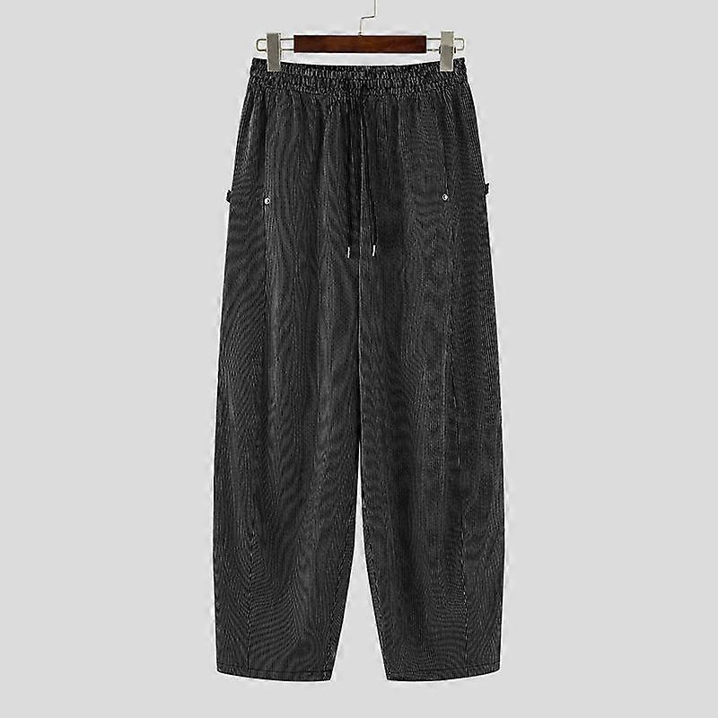INCERUN Men Drawstring Elastic Waist Striped Casual Loose Harem Pants