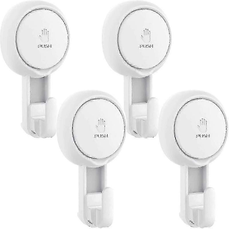 Set of 4 Suction Cup Hook, Plastic Wall Hook Strong Max 5 kg Without Drilling Vacuum Hook Reusable 1000 Times Rotating Hooks and Coat Hooks