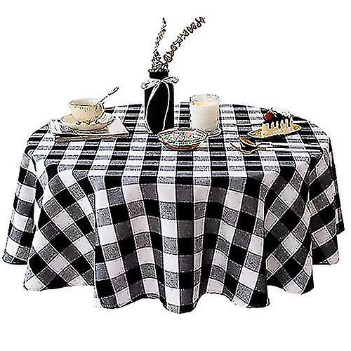 55 Inch Round Tablecloth Checkered Round Table Cover For Wedding Kitchen Dinning