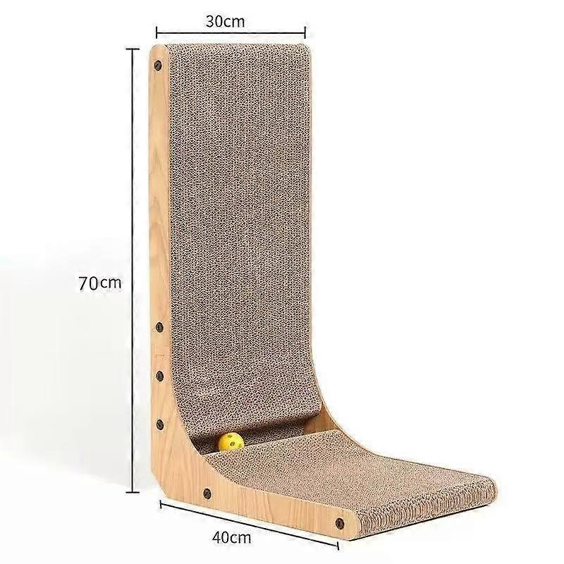 Cat Scratcher, L Shape Cat Scratch Pad Wall Mounted, Cat Scratching Cardboard With Ball Toy For Indoor Cats