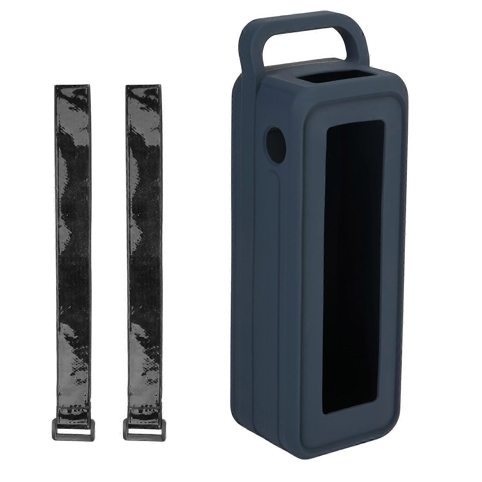 Silicone Protective Case Sleeve With Handle And Hook Straps For 27650mAh Outdoor Mobile Power Source Use  Blue