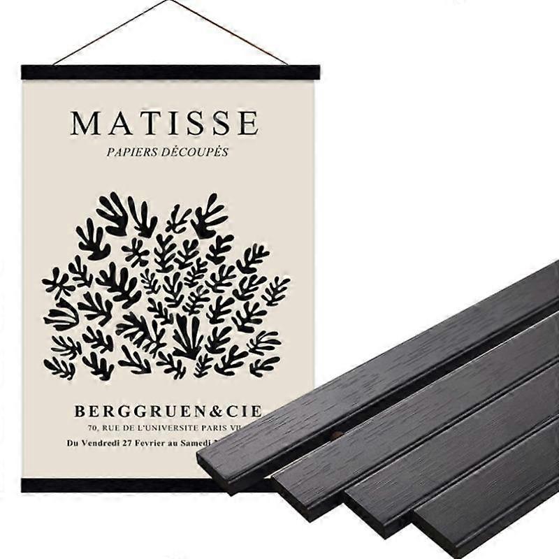 Magnetic Wooden Clothes Hanger with Art Print Frame, Hanging Kit for Wall Decor, Canvas Map Artwork Display