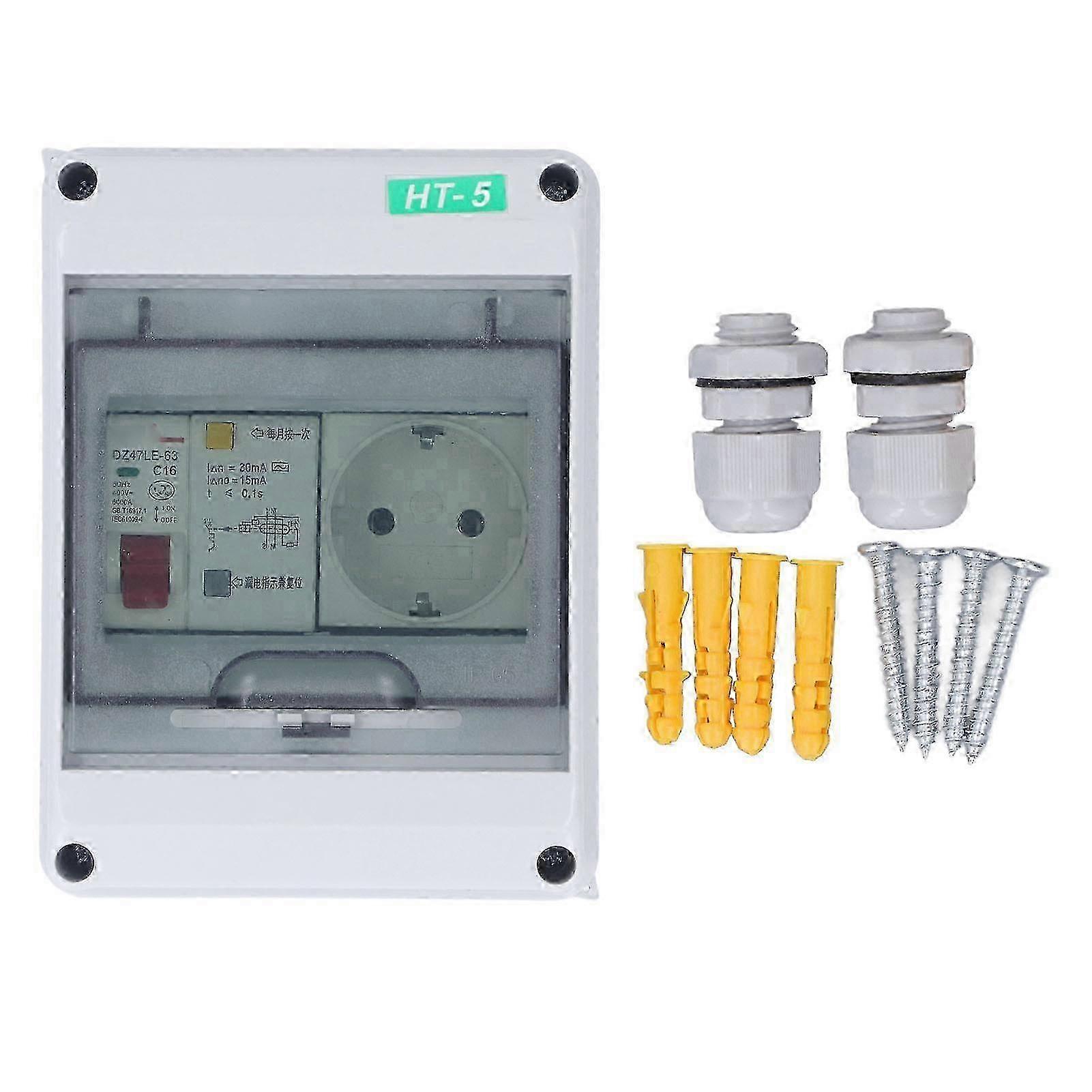 Circuit Waterproof 2 Holes EU Socket 250VAC Power Distribution Box with MCB RCBO Circuit Breaker z