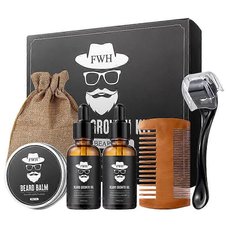 Bartpflege-Roller-Set, Bartpflege-Set, Bartöl, Bartcreme, Stoppelöl, Mikronadel-Roller-Set, Bart-Geschenkbox