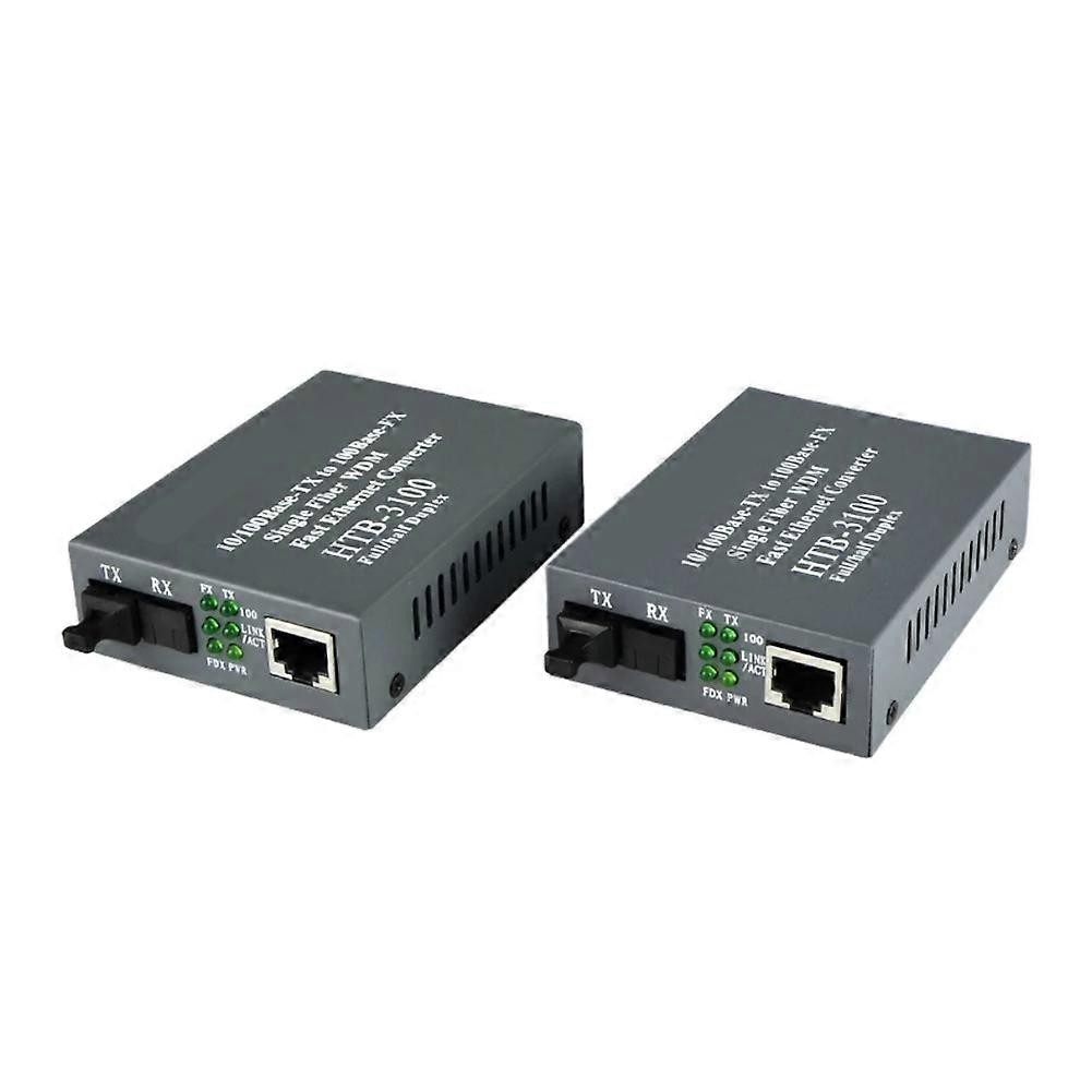 HTB-3100 SFP Media Converter Optical Fiber Single-Mode 1310/1550nm Popular Ethernet Switch WDM Media Converter EU Plug