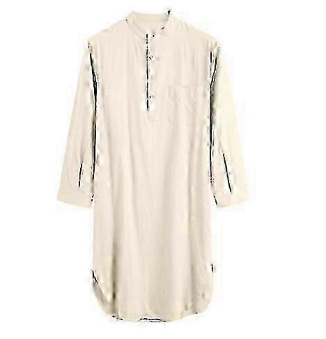 Camisola de algodão macio para homem - Pijama respirável de manga comprida com corte descontraído