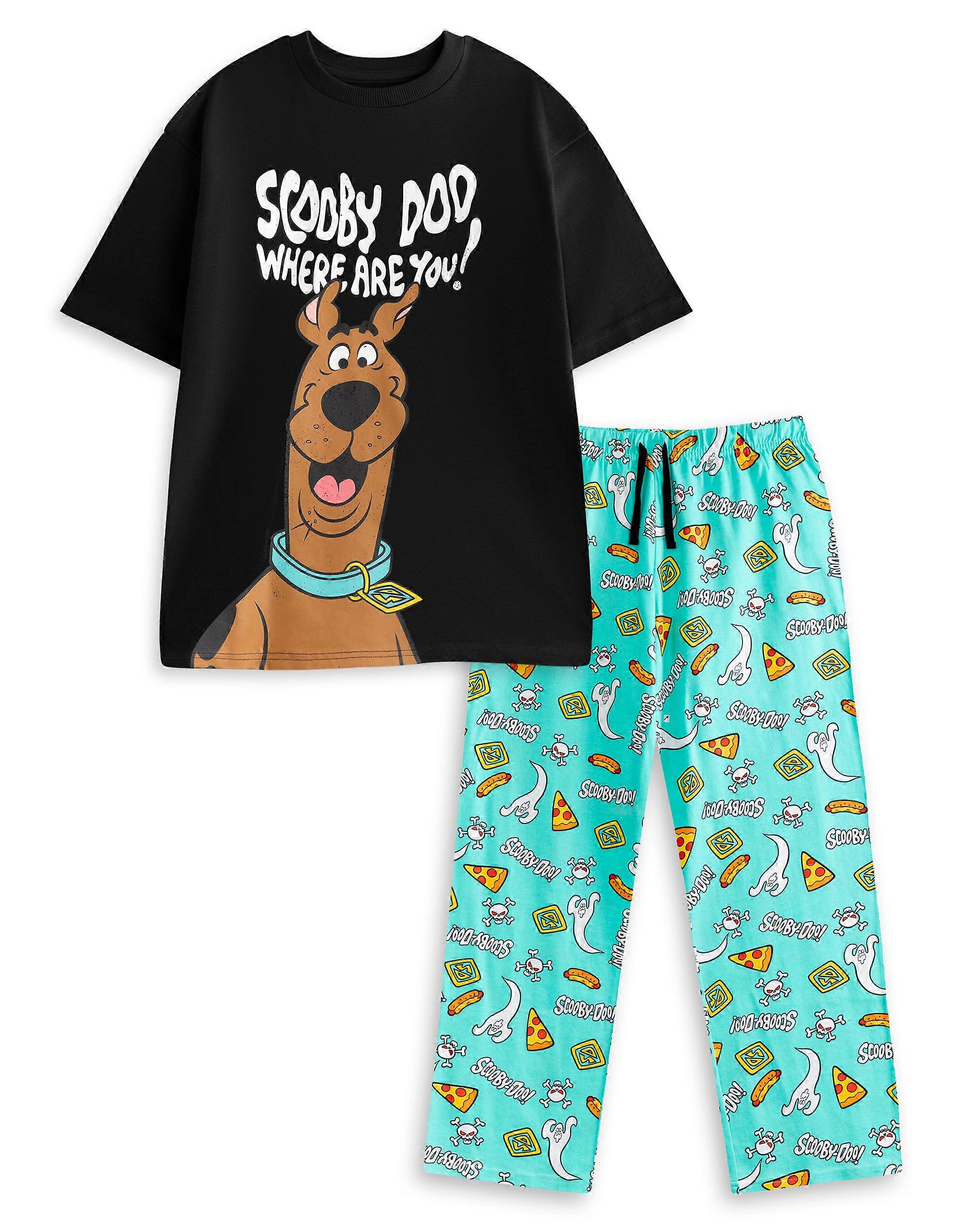 Scooby Doo Herren-Pyjama-Set, Kurzarm, Langarm, Schwarz