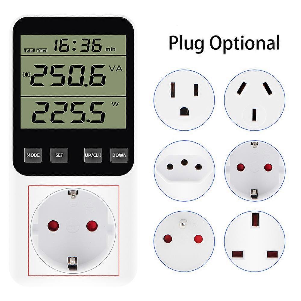 Digital LCD Wattmeter 230V Power Energy Meter Voltmeter Ammeter Consumption Monitor 50Hz Socket Analyzer EU US UK AU FR BR Plug