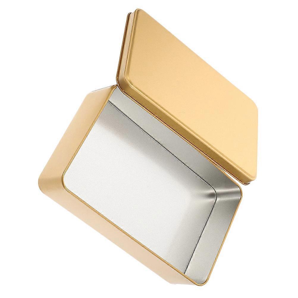 Tinplate Rectangular Storage Box for Home Organization Golden Metal Container