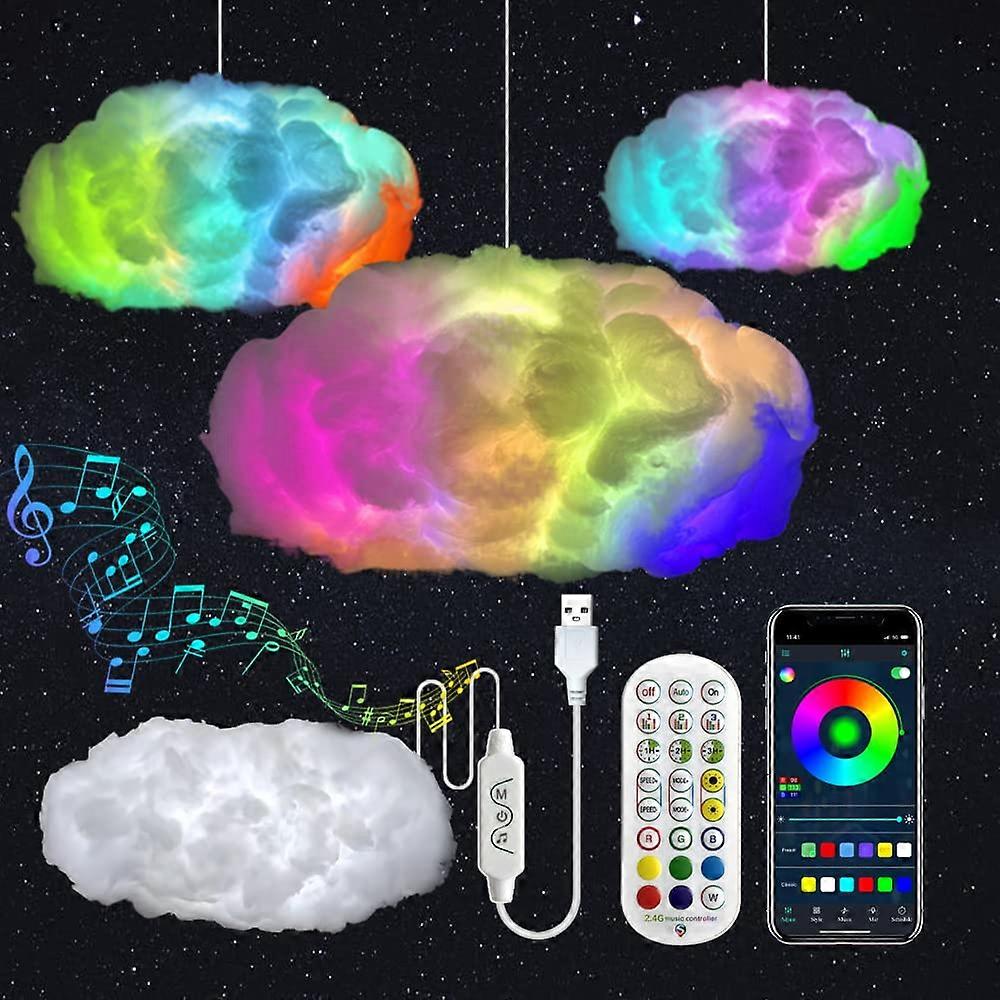 3D Big Cloud lightning Light Kit Music Sync Warm White Multicolor RGB Lights 360 Degree Wireless Remote App Control