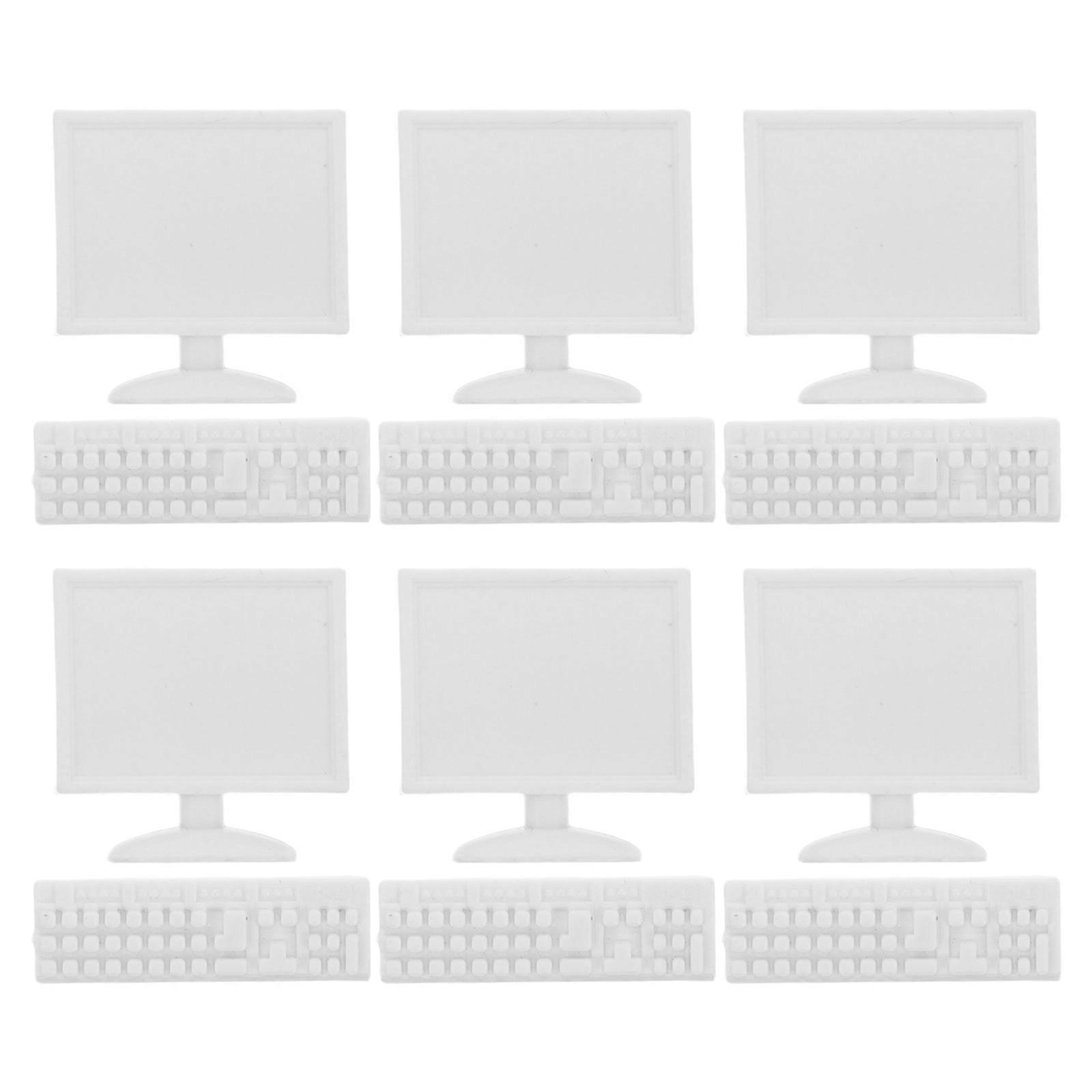Dollhouse Miniature Keyboard Computer Model 6Sets for Decoration