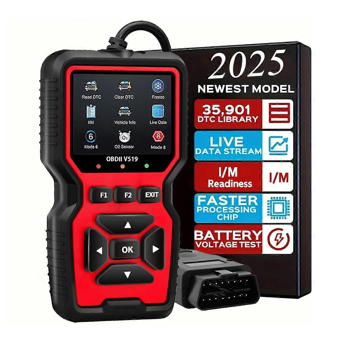 OBD2 Scanner with Full Diagnostic Modes and Live Data for All 1996 and Newer Vehicles Red