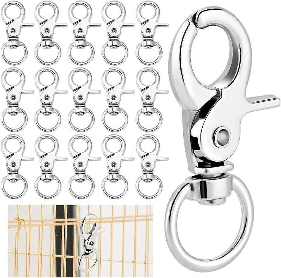 20Pcs Keychain Hook Clip Trigger Snap Hooks Lobster Claw Clips Heavy Duty 360 Degree Swivel Eye Hook Swivel Snap Hook Lobster Clasp for Keychain Flag 