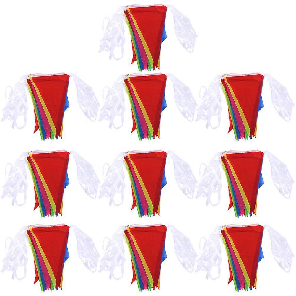 Colorful Bunting Set Triangle String Flag for Holiday Party 10Pcs