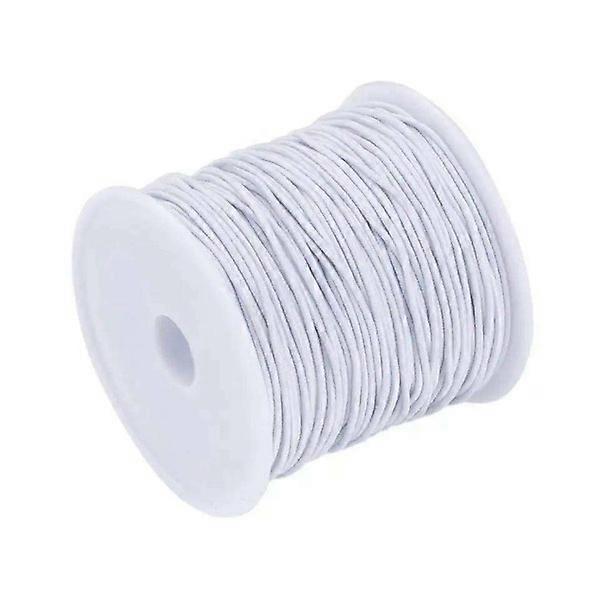 White Nylon Coated Elastic Thread - Roll of 50 meters, 0.6 mm White