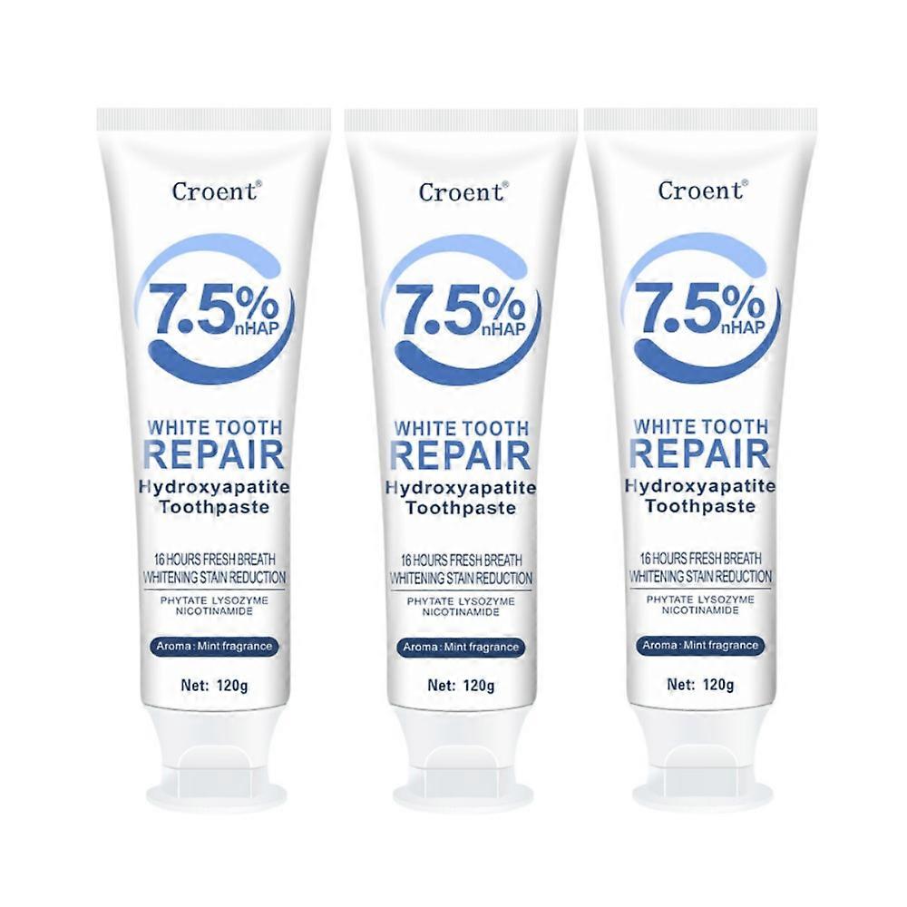 1-3X 7.5% Hydroxyapatite Toothpaste, Fluoride-Free Hydroxyapatite Toothpaste Sensitive Teeth Friendly Whitening Toothpaste for Men & Women