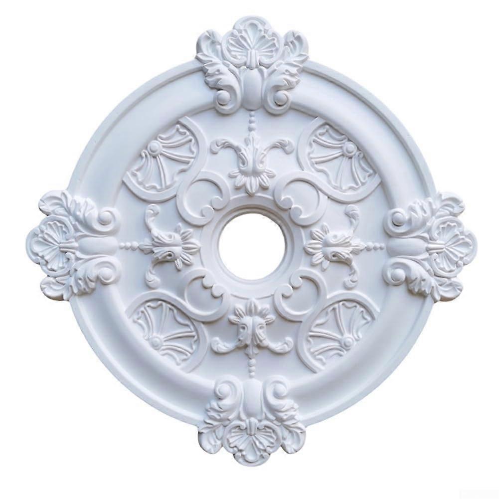 PU Ceiling Medallion 39cm Round White NoDrill Elegant Design for Light Fixtures and Fans