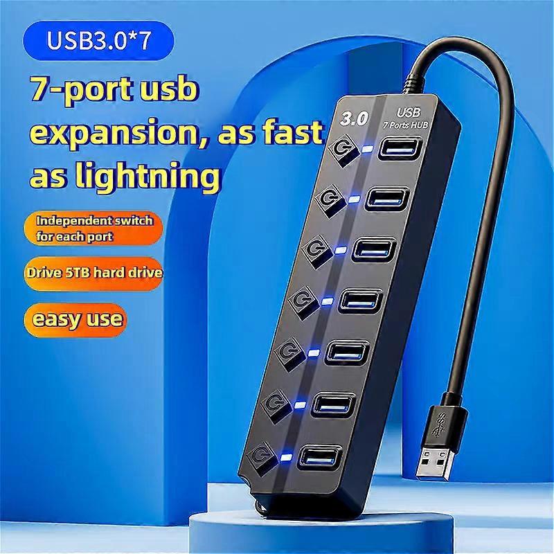 MINGCVIL USB 3.0 4/7 Port Multi USB Splitter Hub 3.0 USB Hub Multiple Expander Switch 30CM Cable Hub Docking Stations