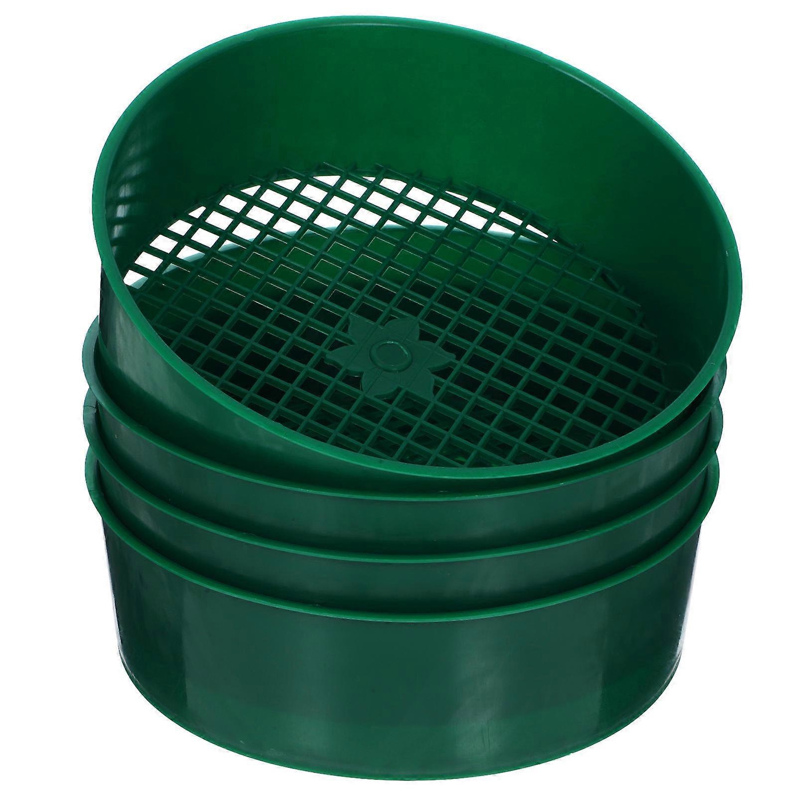 Multi-Use Soil Sieve Green Sifting Pan for Garden 4Pcs