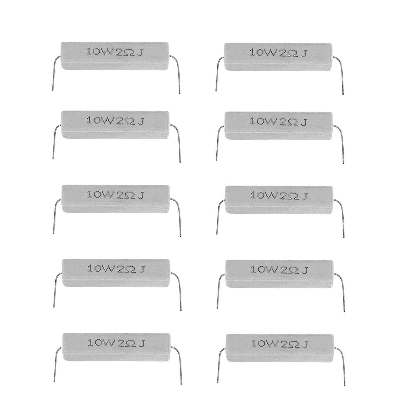 10 Pcs Wire Wound Ceramic Cement Resistor 2 Ohm 10W Watt