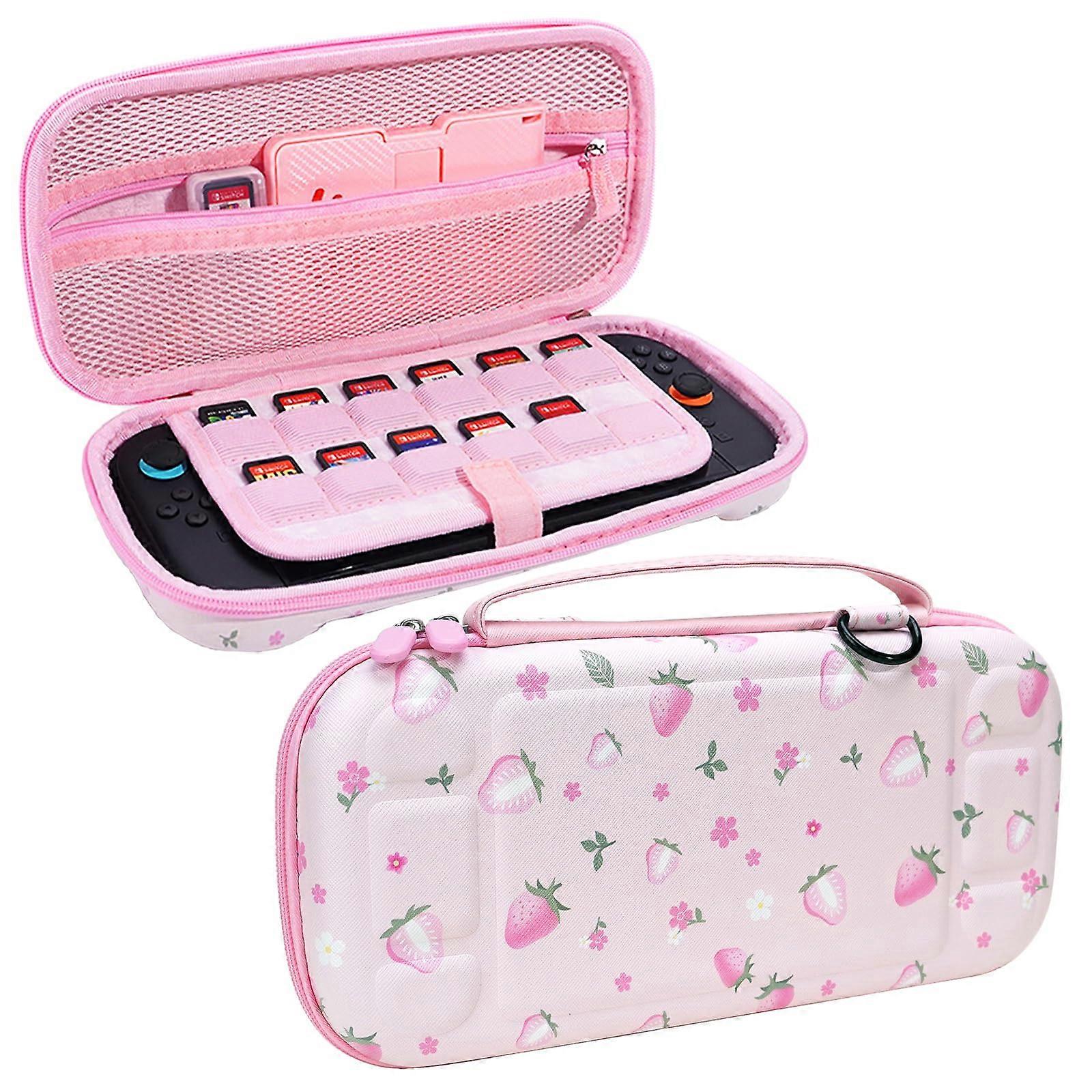 Hard Shell Pink Carrying Case with Shoulder Strap and 12 Game Card Slots for Nintendo Switch 2