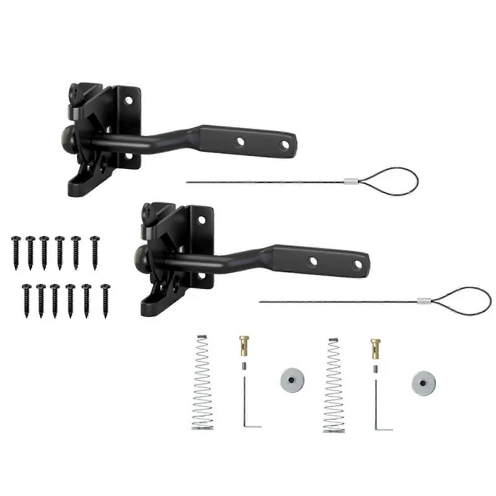 Heavy Duty Self Locking Gate Latch with Cable Pull, RustResistant Fence Gate Lock for Wooden Fence
