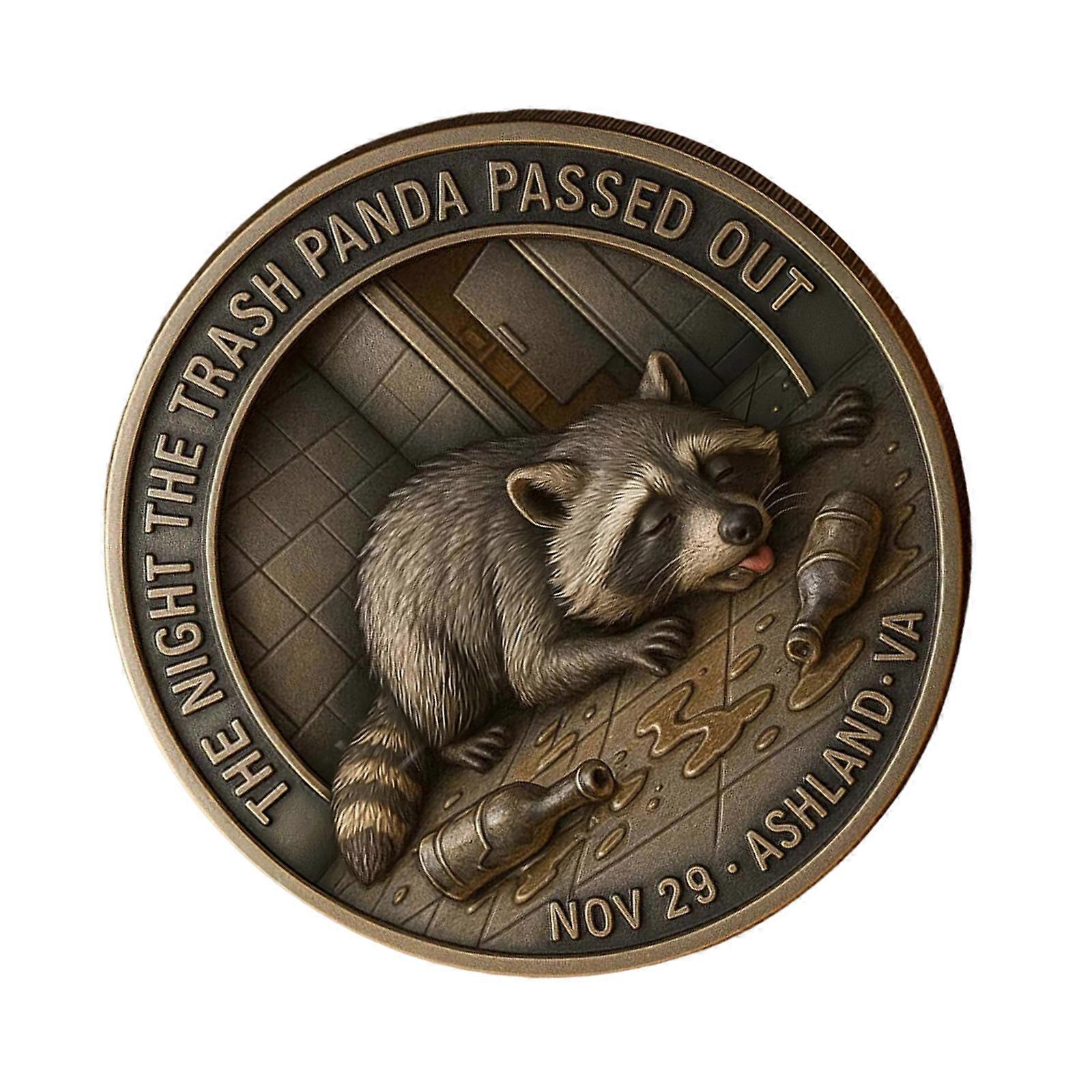 Trashed Panda Incident Challenge Coin Alloy Humor Bar Tokens For Drinkers Double Sided Funny Coin Collectible Gift Multicolor