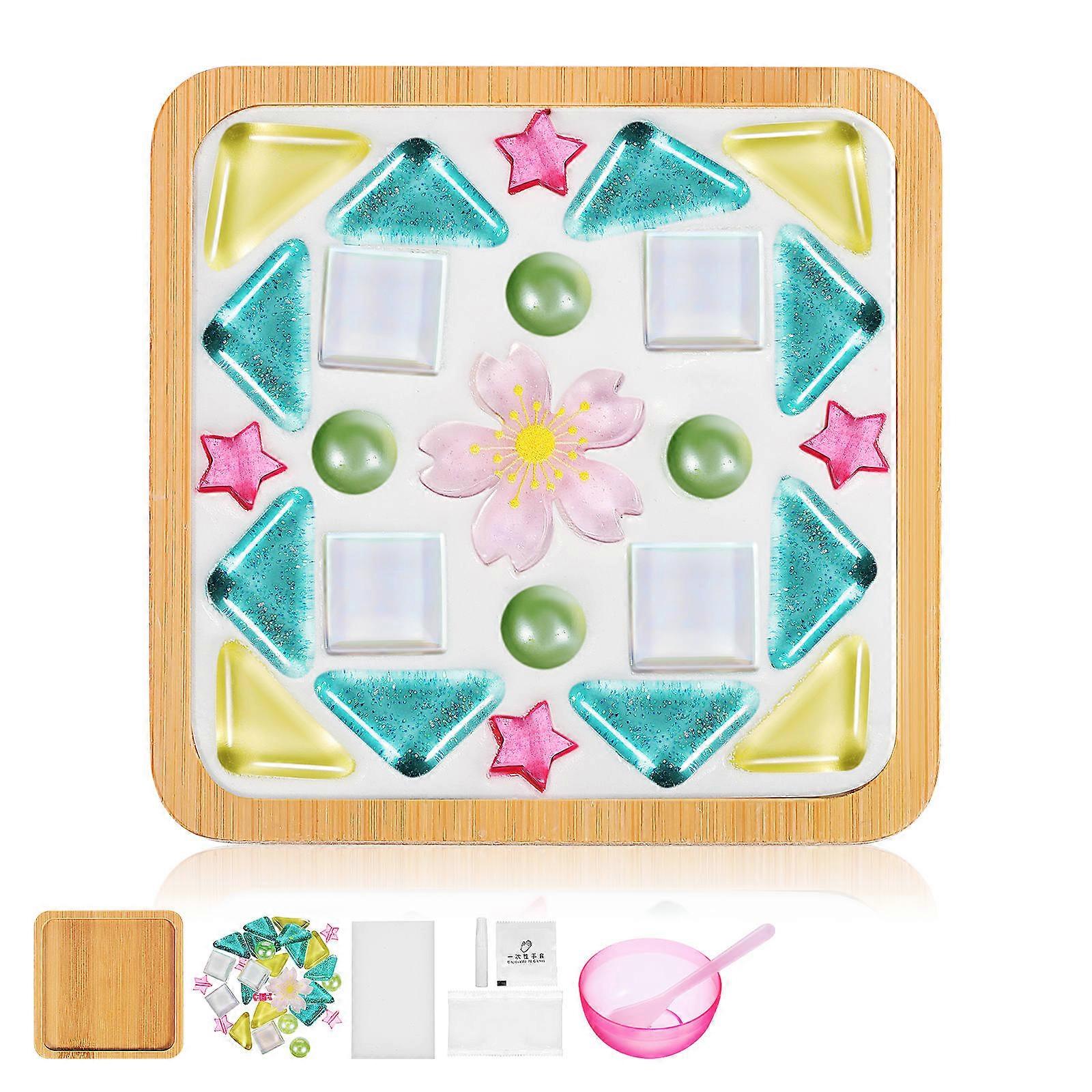 Creative Coaster Kit Wooden Coaster Square Coaster For Gifting Multi Color 1 Set