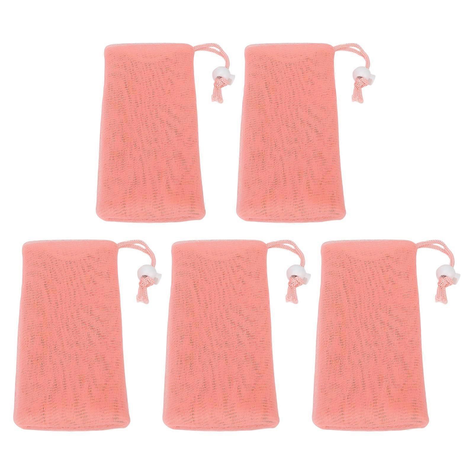 Mesh Soap Saver Bag with Drawstring for Quick Foaming and Gentle Skin Exfoliation, 5pcs