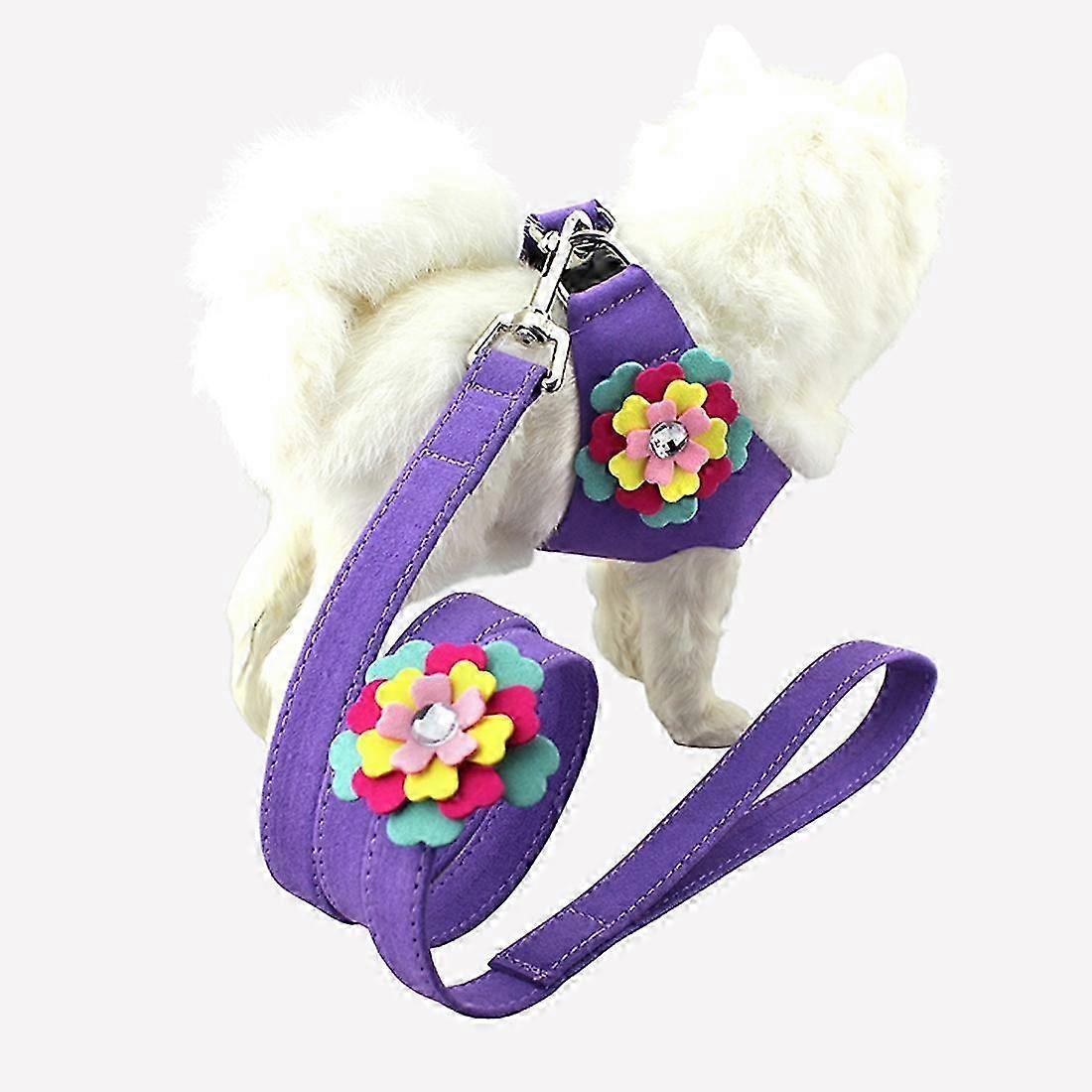 2026 Microfiber with 3D Flowers Pattern Breathable Dog Chest Strap, Size: M