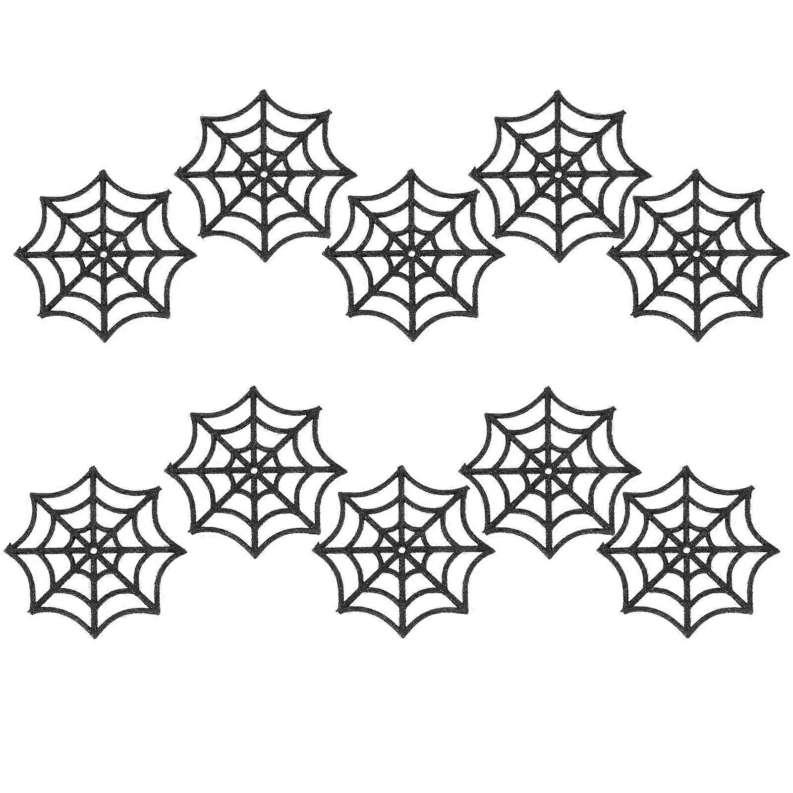 Halloween Black Plastic Spider Web Decoration for Party 10Pcs