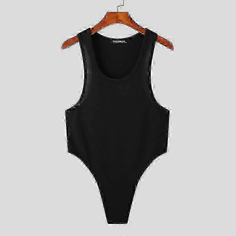 25-26 INCERUN Summer Men Solid Color Sleeveless Tank Jumpsuits