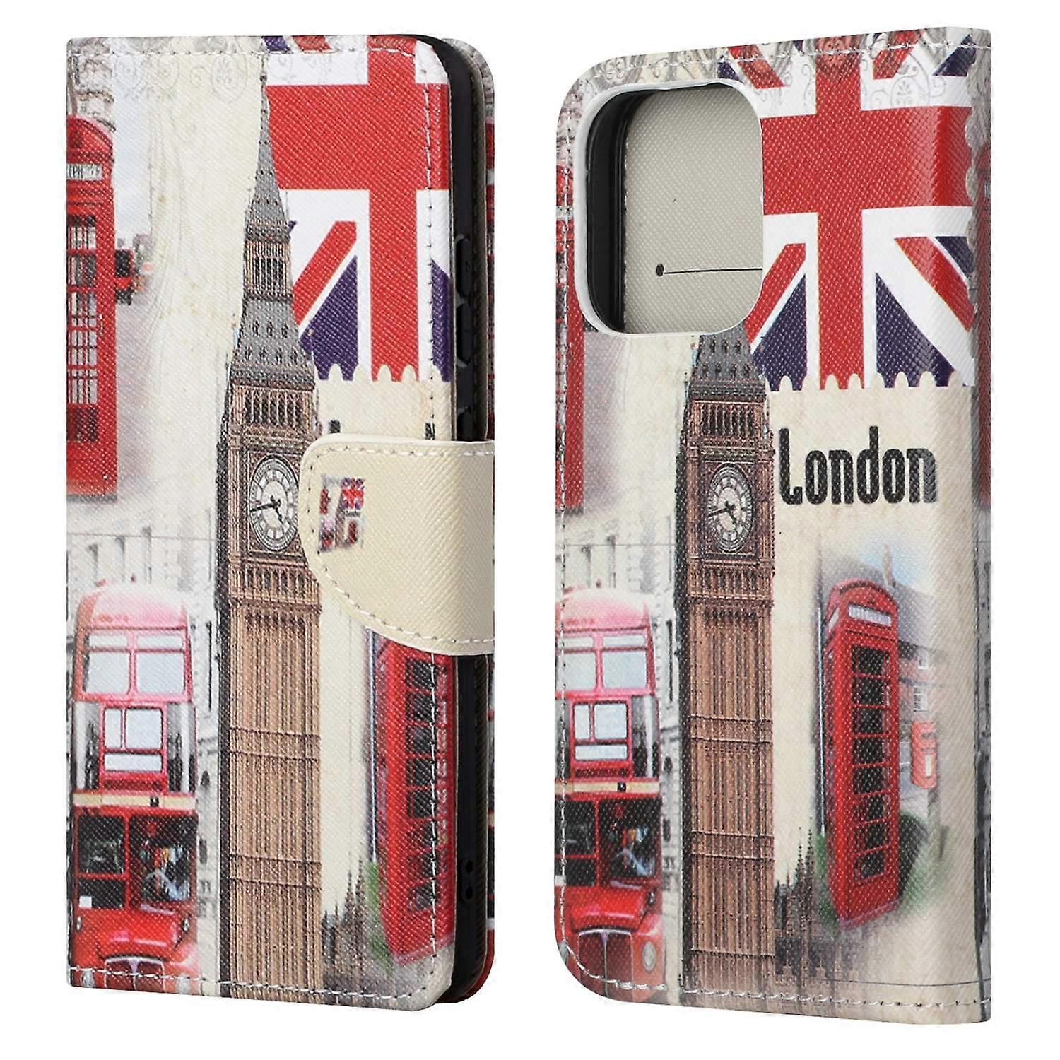 Pattern Printing Cross Texture Leather Case Wallet Stand Shell for iPhone 13 6.1 inch