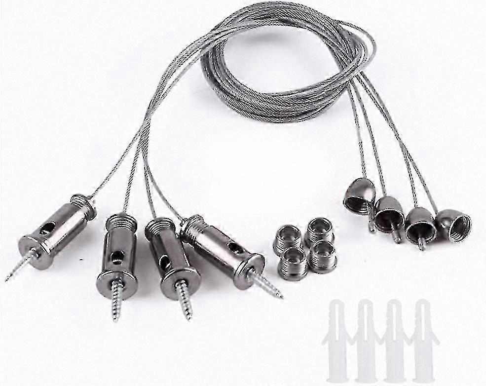 10pcs Stainless Steel Wire Rope Hooks, Hanging Kit with Clips