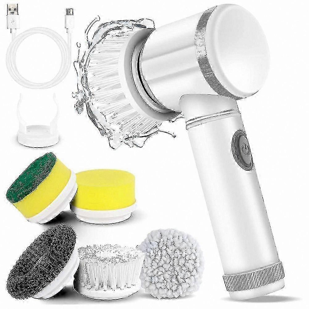 Electric Spin Scrubber with 5 Replaceable Brush Heads for Floor, Wall, Tile Cleaning