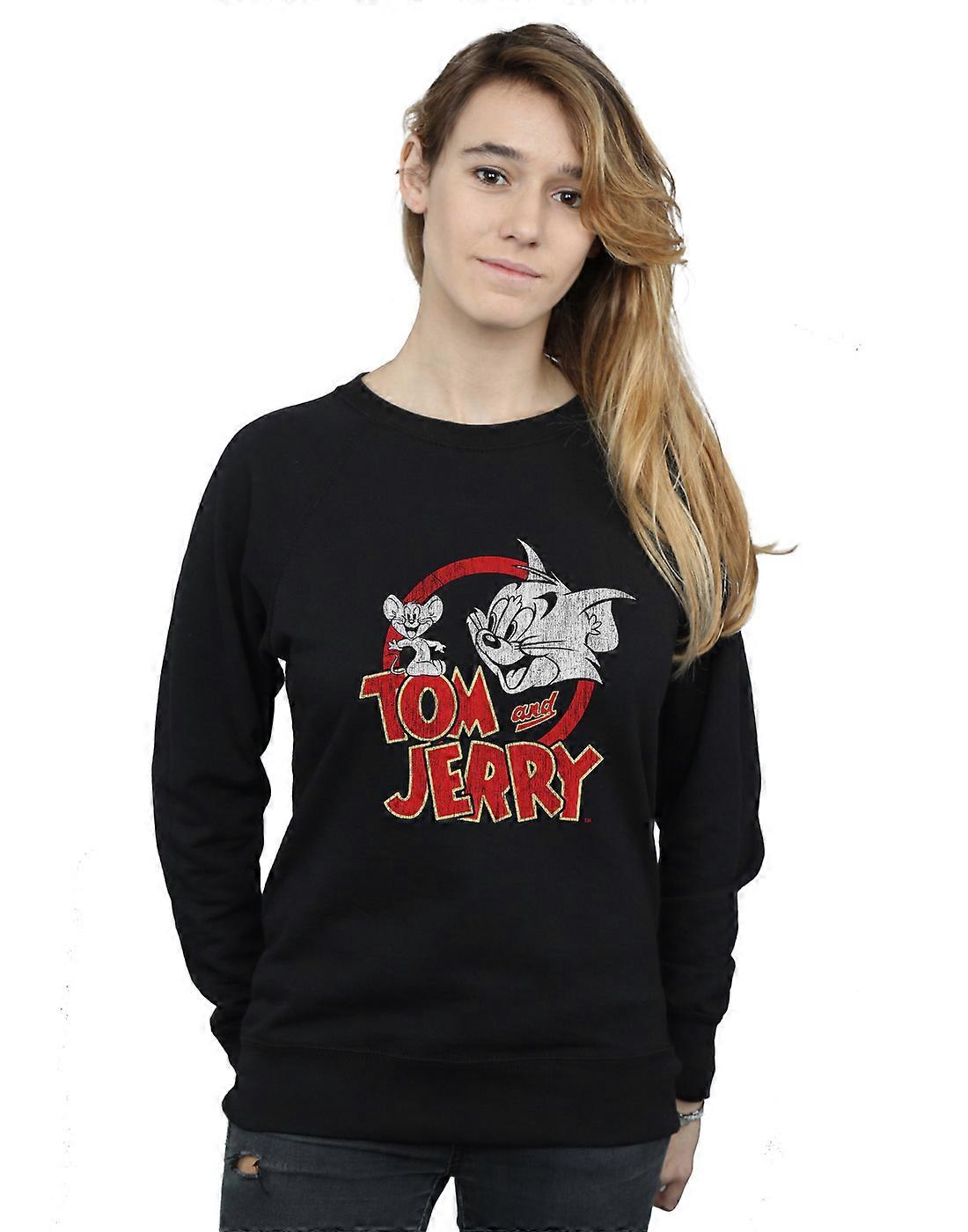Tom And Jerry Women's Distressed Logo Sweatshirt