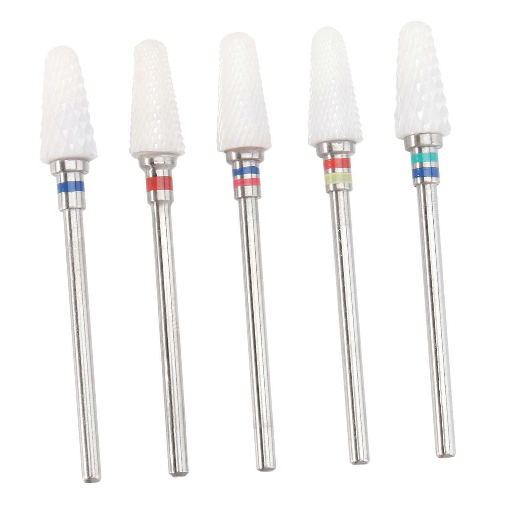 5pcs Ceramic Nail Drill Bits Set for Cuticle Clean, Fast Shaping and Salon or Home Use