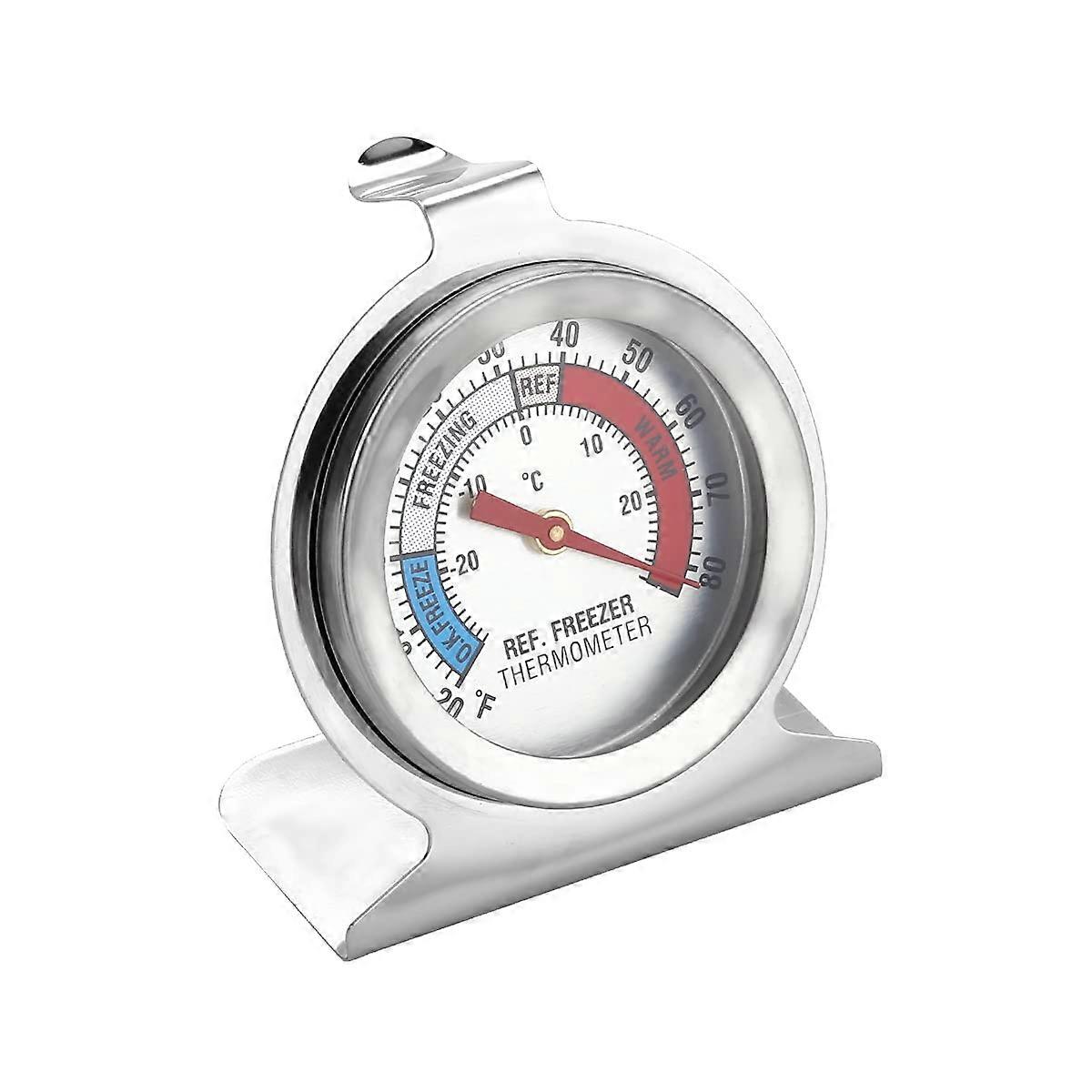 Stainless Steel Refrigerator Freezer Thermometer with Large Dial, Precise Battery Reading