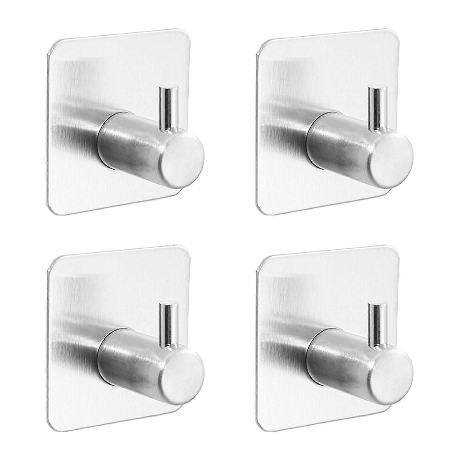 4 Pack Adhesive Wall Hooks Heavy Duty RustProof No Drill for Bathroom Kitchen Coats Towels
