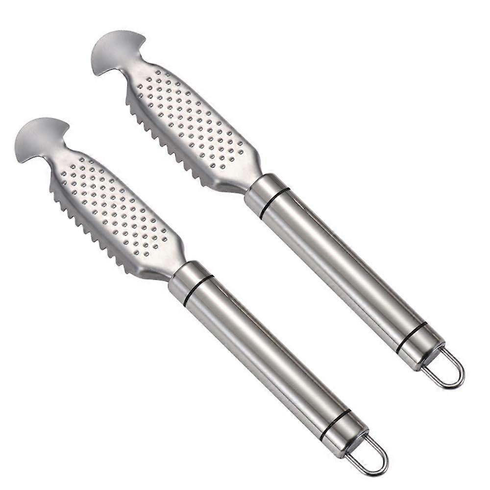 2PCS Stainless Steel Fish Scaler Tool with Sharp Bidirectional Serrations and Ergonomic Comfort Grip